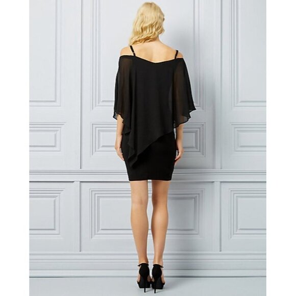 Le Chateau Women Chiffon Off-the-Shoulder Cape Dress XXL - Picture 2 of 9